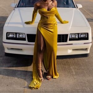 Glamorous Strapless Gold Dress